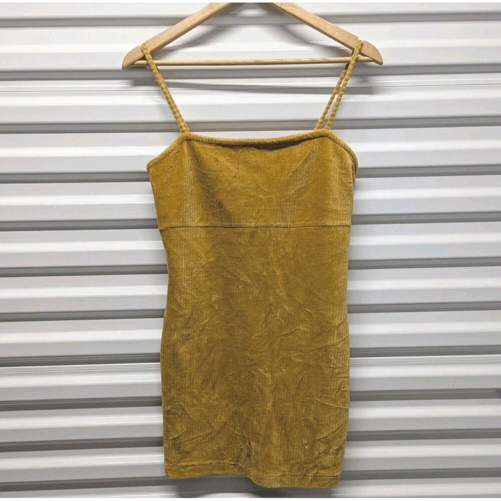 Mustard Y2K Wild Fable Corduroy Spaghtti Strap Mini Dresss Boho Cottagecore